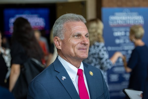 U.S. Rep. Buddy Carter, appearing at the Georgia Chamber Congressional Luncheon, predicted the Republican-backed tax-and-spending act could spark more domestic energy production and juice the economy. (Arvin Temkar/AJC)