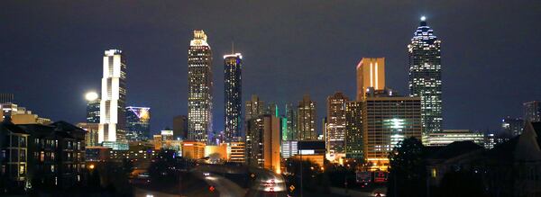 The Atlanta skyline shown from the Jackson Street bridge Thursday night, January 29, 2015. PHOTO / JASON GETZ
