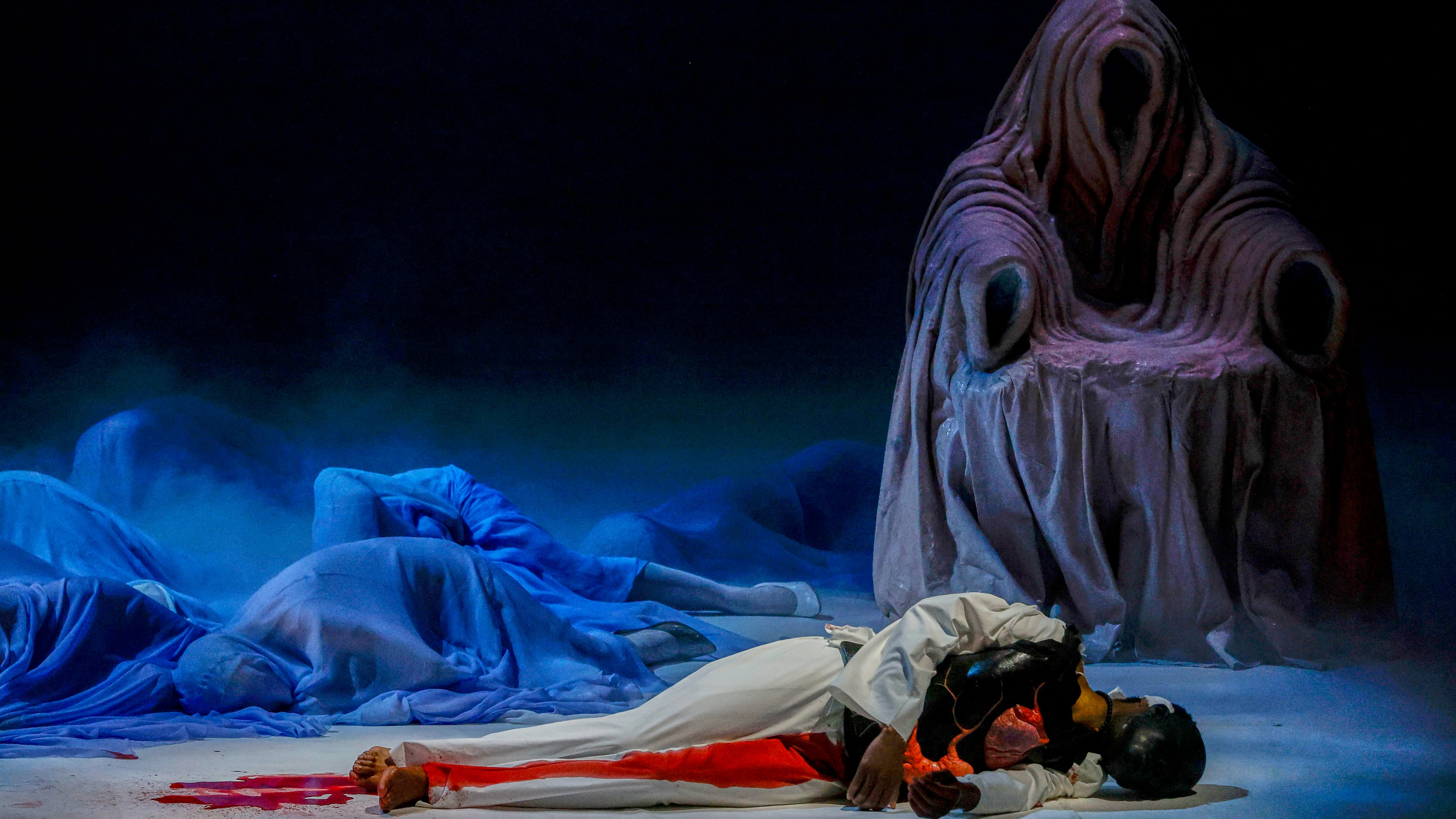 Actors perform during the general rehearsal of Ennio Morricone's only opera, Partenope, at the San Carlo Theatre, in Naples, Italy, Thursday, Dec. 11, 2025. (AP Photo/Salvatore Laporta)