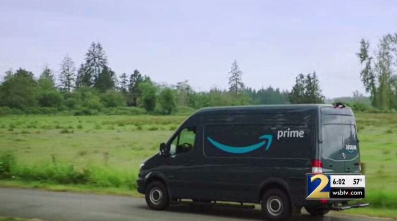 Atlanta police are searching for four men accused of holding up two Amazon delivery drivers Wednesday afternoon and stealing 60 packages.