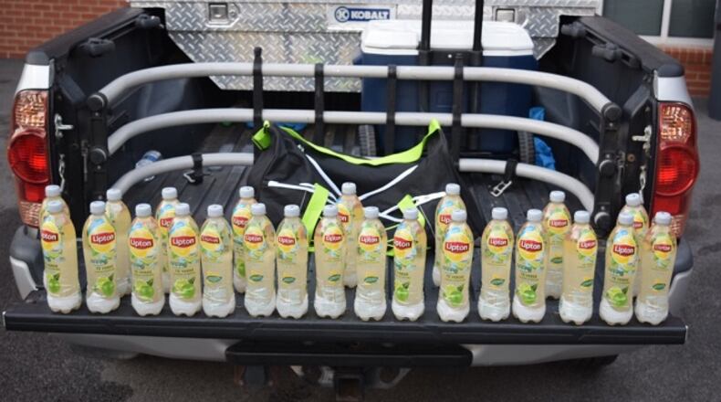 Bottles of Lipton Green Tea containing liquid methamphetamine were seized in Newnan. (Credit: Newnan Police Department)