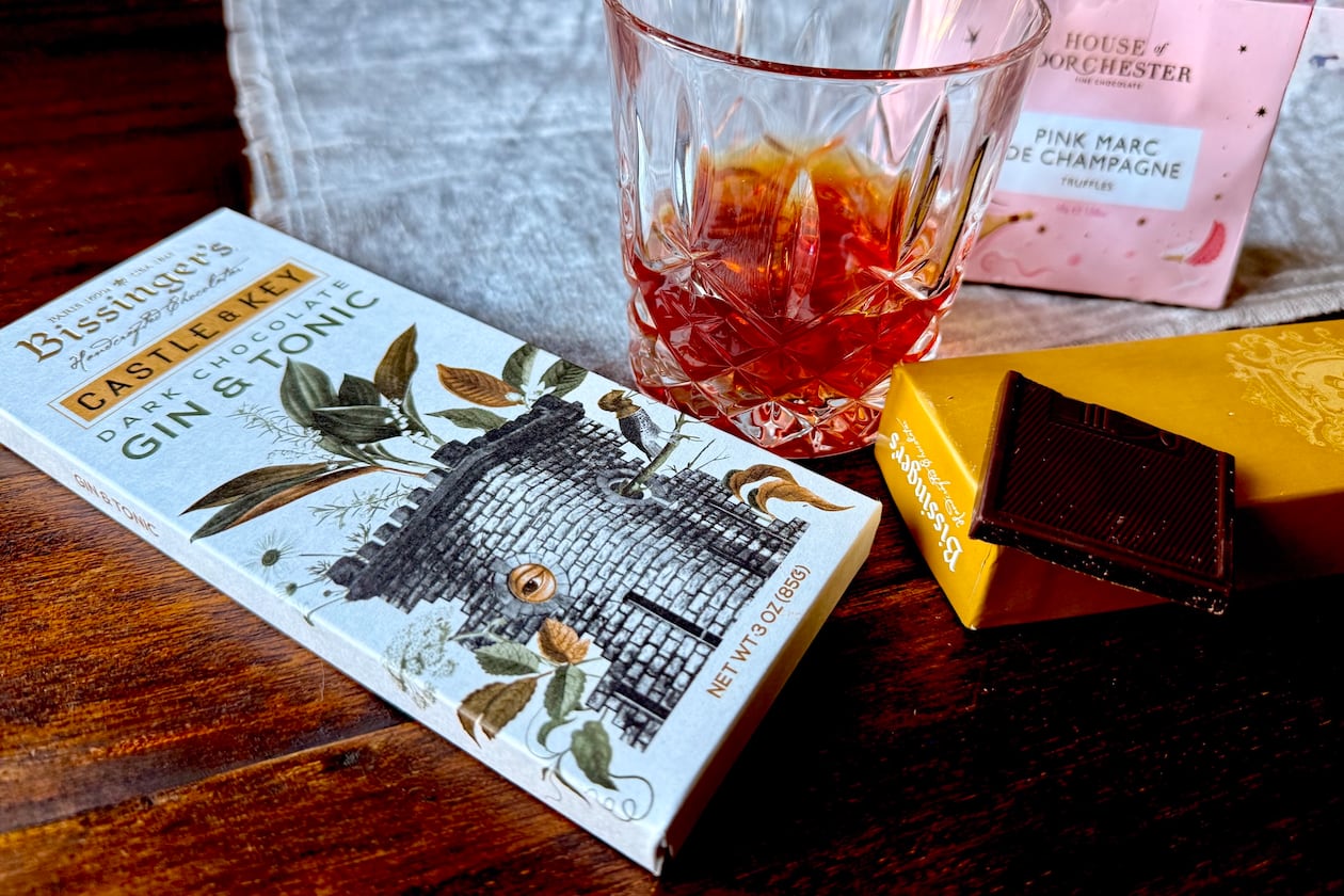 High-quality chocolate paired with boozy flavors makes an unexpected Valentine's Day treat. (Angela Hansberger for the AJC)