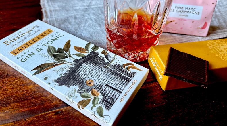 High-quality chocolate paired with boozy flavors makes an unexpected Valentine's Day treat. (Angela Hansberger for the AJC)