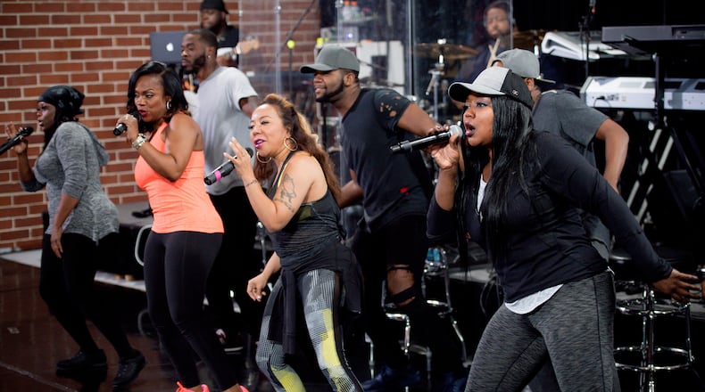 XSCAPE STILL KICKIN' IT -- Pictured: (l-r) Tamika Scott, Kandi Burruss, Tameka Cottle, LaTocha Scott -- (Photo by: Marcus Ingram/Bravo)