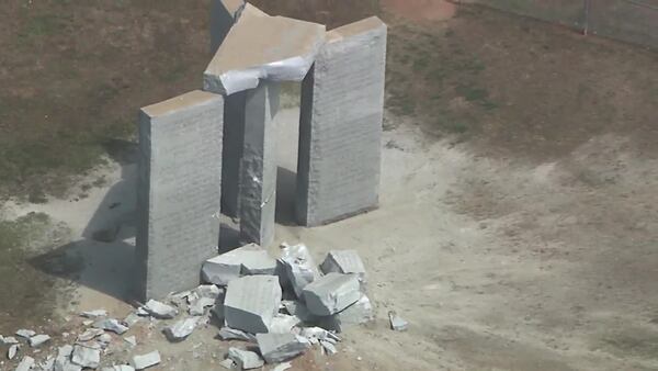 The Georgia Guidestones monument in Elberton was destroyed in 2022 by an explosion. Almost four years later, no arrest has been made in the ongoing investigation. (WSB TV)
