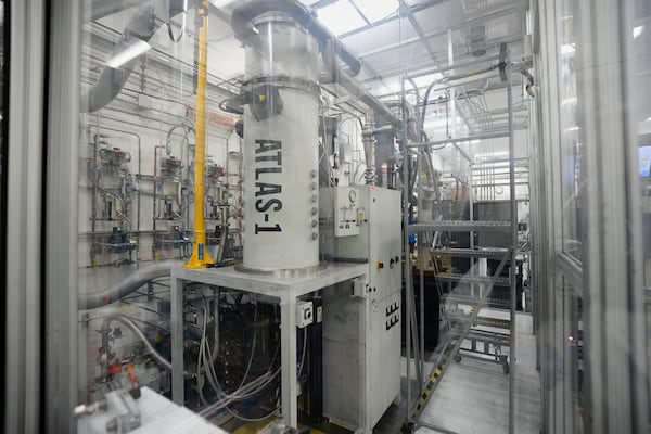 The Atlas-1, used for creating TRISO fuel is visible Friday, June 27, 2025, in Oak Ridge, Tenn. (AP Photo/George Walker IV)