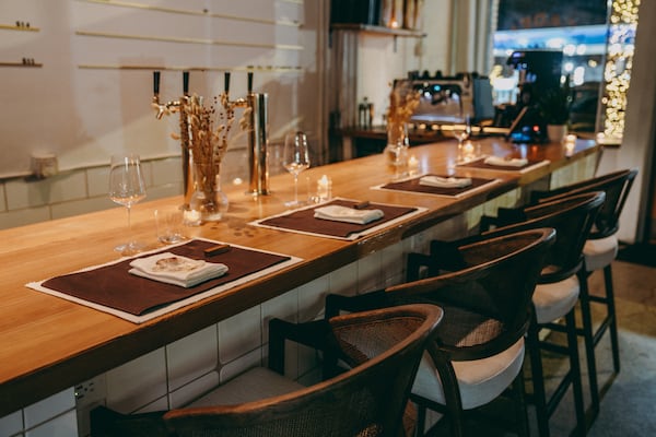 The k|n pop-up experience is designed to be highly intimate and personalized, with only four seats set up along the counter. The full experience is $325 per person, inclusive of beverage pairings. Each dinner will begin at 8:30 p.m., after Kinship closes for the day, and will last two and a half hours. (Dave Crawford)