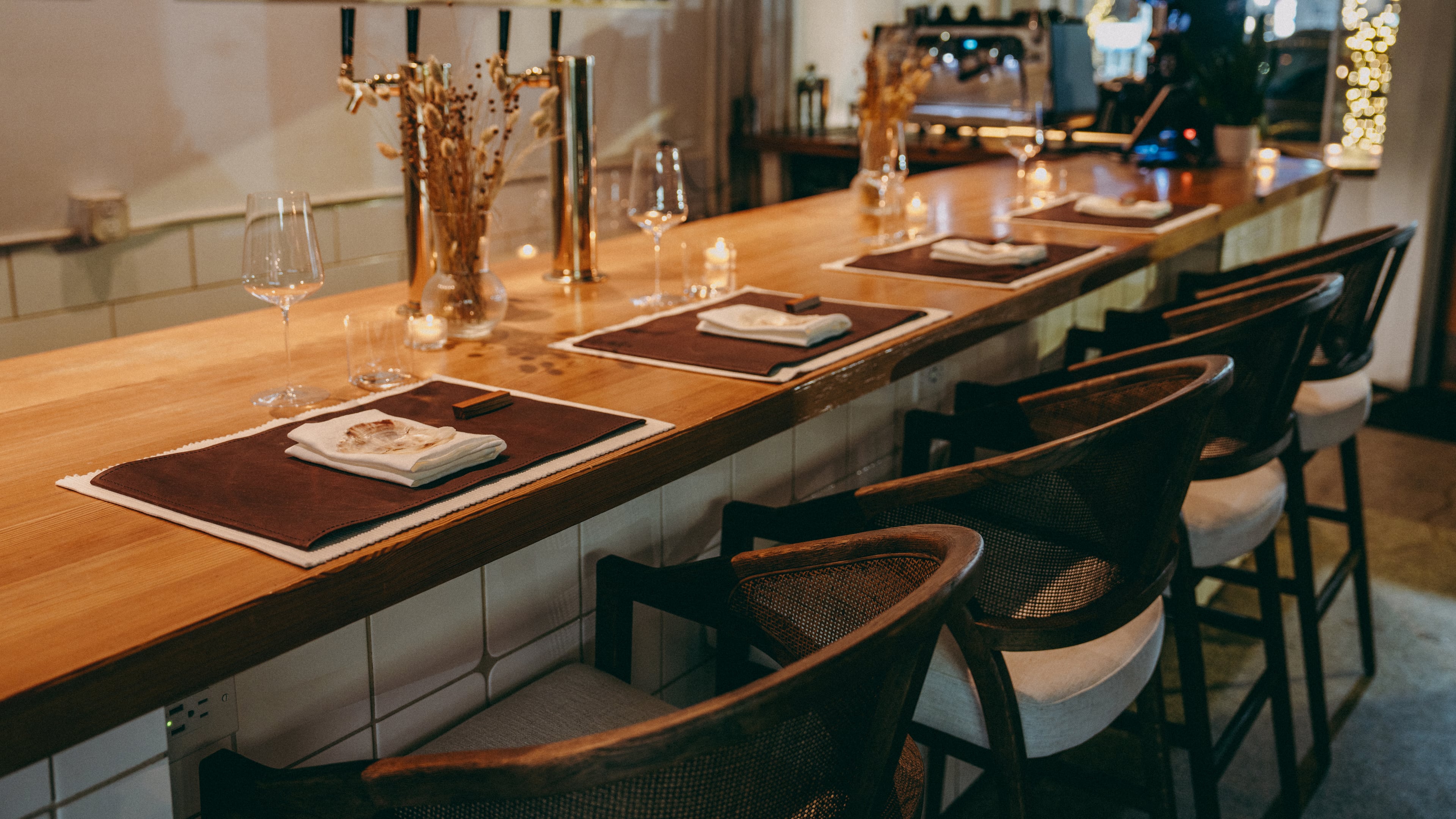 The Kin pop-up experience is designed to be highly intimate and personalized, with only four seats set up along the counter. The full experience is $325 per person, inclusive of beverage pairings. (Courtesy of Dave Crawford)