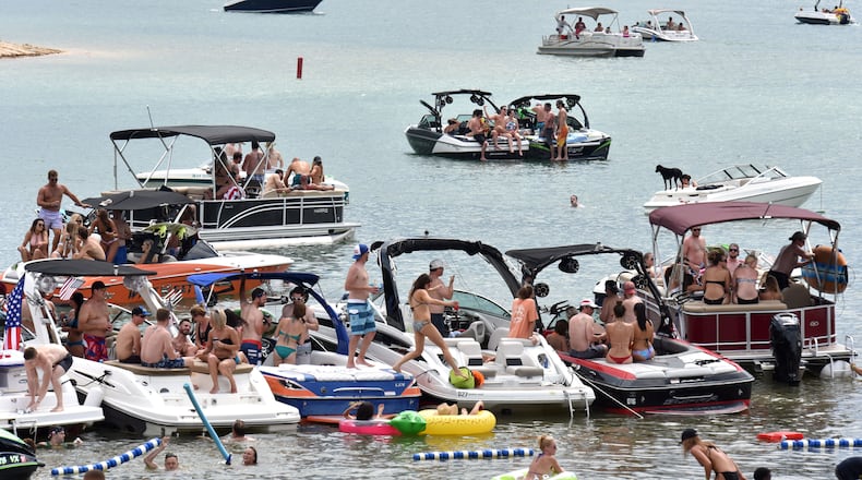 Patrons enjoy the fun and sun at Sunset Cove on Lake Lanier in May.