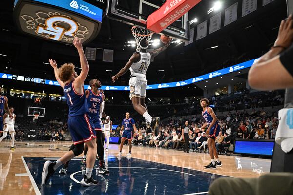 Kowacie Reeves puts up a shot for the Jackets. Danny Karnik / Georgia Tech Athletics