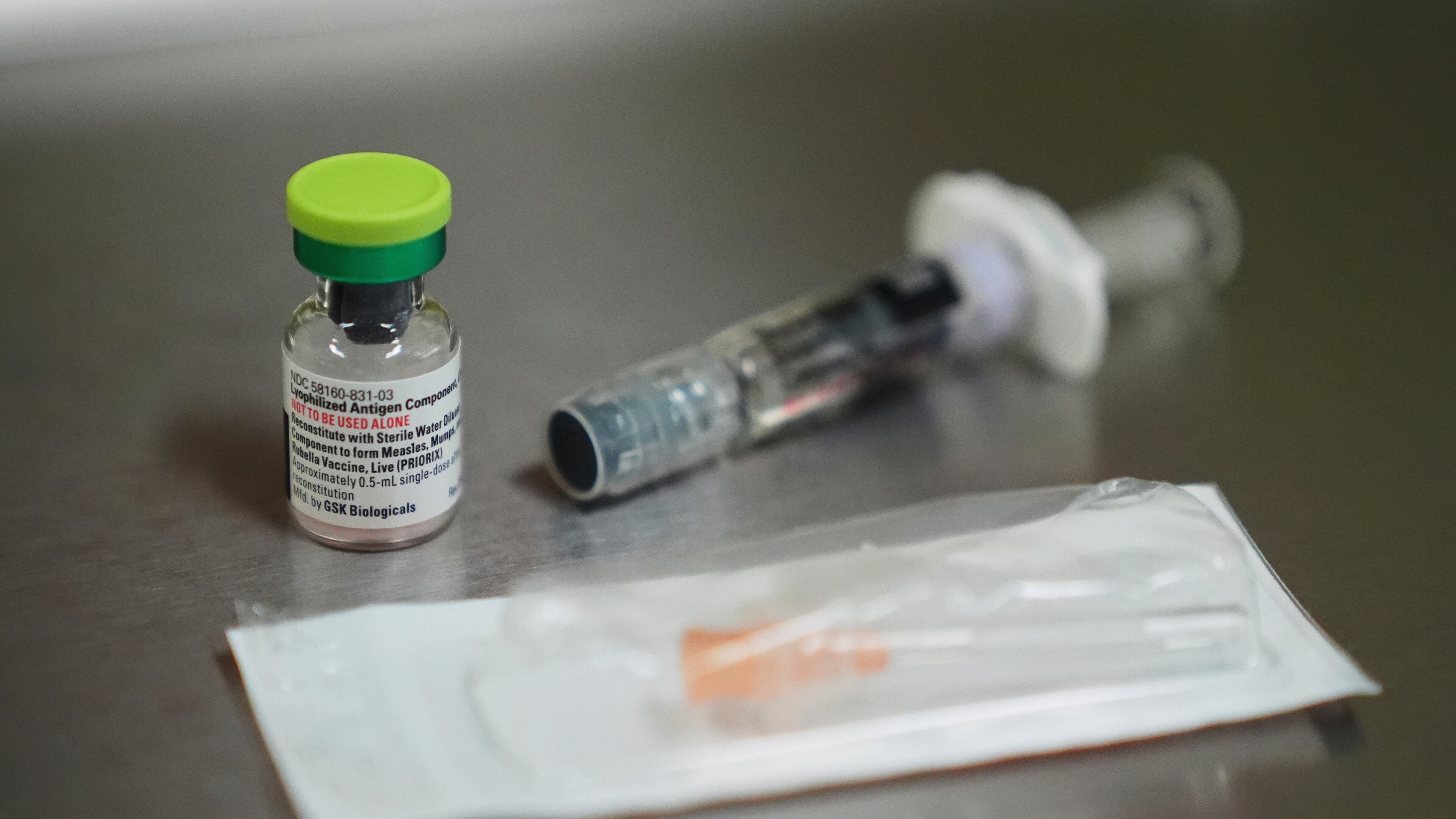 FILE - A vial of the measles, mumps and rubella (MMR) vaccine is pictured at International Community Health Services, Wednesday, Sept. 10, 2025, in Seattle. (AP Photo/Lindsey Wasson, file)