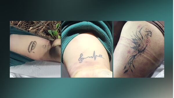 The unidentified woman had these tattoos that police hope someone will recognize. (Courtesy of Atlanta Police Department)