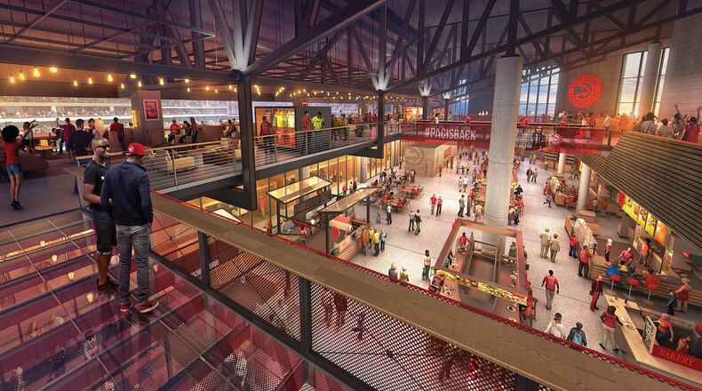 Rendering of the interior of Philips Arena. Provided by the Atlanta Hawks. AJC FILE PHOTO