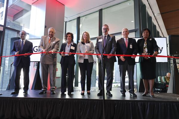 Local officials, staff and members of the community gather for the ribbon cutting ceremony for Correll Pavilion at Grady Hospital on Monday March 13, 2023. The 10-story wing will house outpatient surgeries and other non-emergency services at Grady. (Natrice Miller/ Natrice.miller@ajc.com)