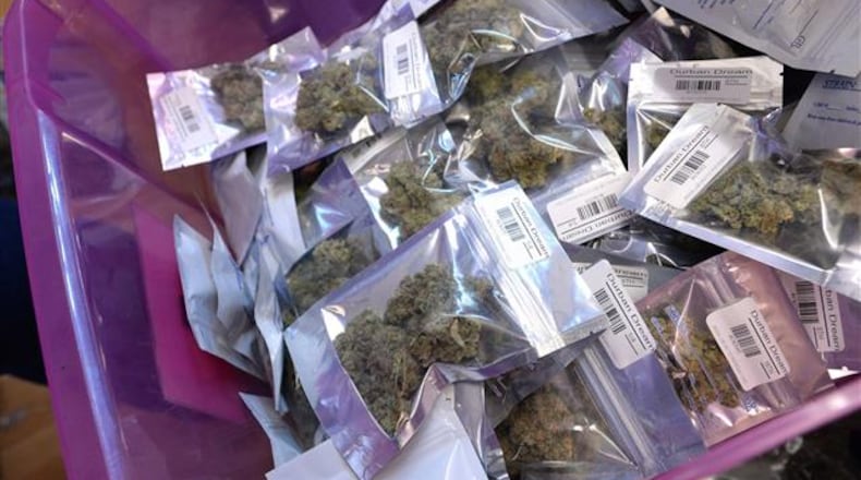 Bins of medical marijuana at Blum Dispensary in Oakland, Calif., on August 22, 2014. The Golden State, with its already outsize medical-pot market, could soon be entering a Golden Era of commercialized cannabis. (Dan Honda/Bay Area News Group/MCT) The weed is being freed in some states by people using EBT cards. (Dan Honda/Bay Area News Group/MCT)