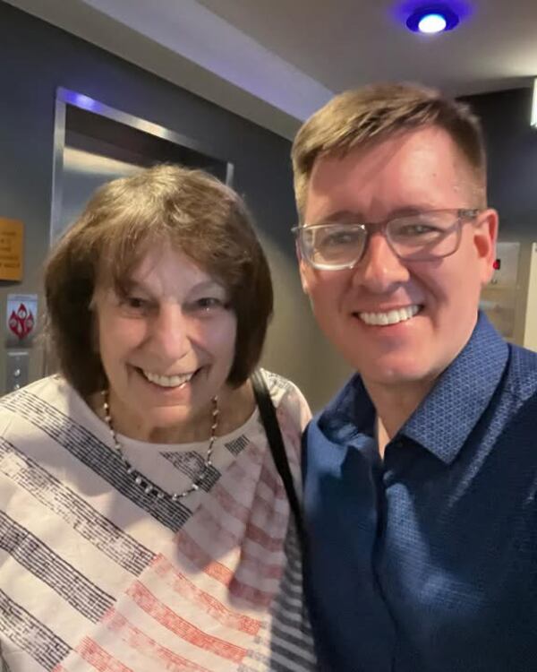 Susan with Suzi Awards judging coordinator John Waymire. The last theater peformance they caught together was “Hot Jambalaya” at Horizon Theatre on opening night in late May. (Photo courtesy of John Waymire)