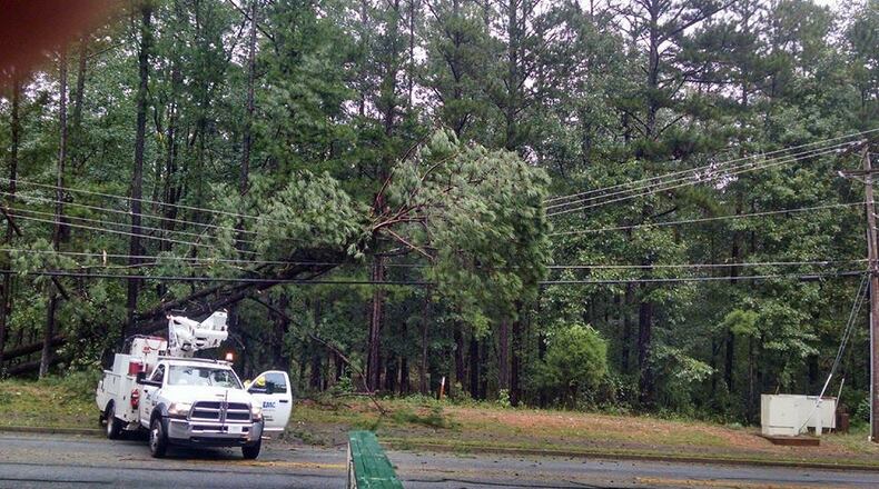 Peachtree City is asking residents to help clear minor storm debris while city crews clear larger fallen trees. Courtesy Peachtree City Police and Fire Rescue