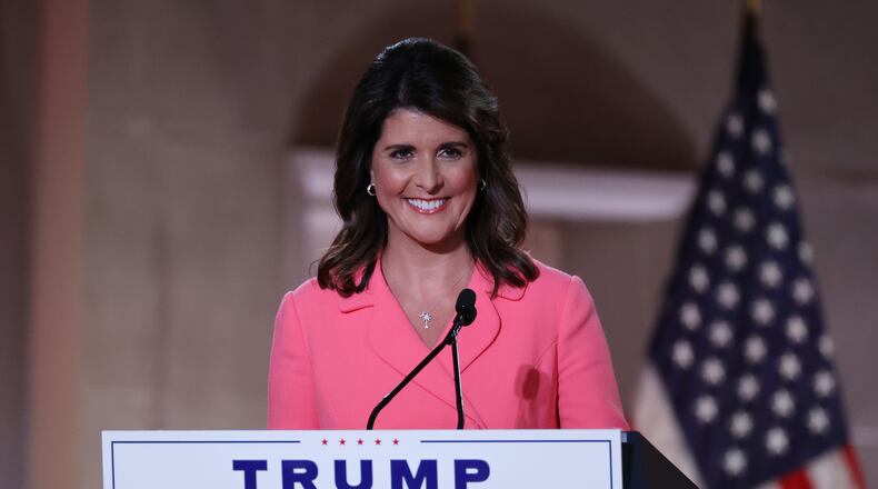 Former U.S. Ambassador to the United Nations Nikki Haley addresses the Republican National Convention on Aug. 24, 2020. (Chip Somodevilla/Getty Images/TNS)