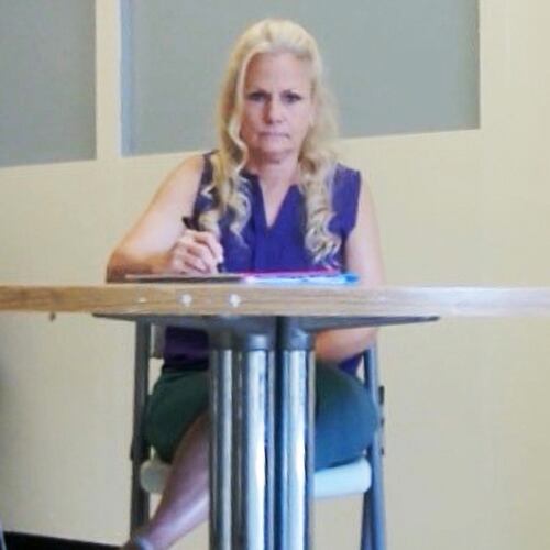 FILE - This image taken from video provided by Merrimack County Superior Court in Concord, N.H., shows Pamela Smart appearing remotely from Bedford Hills Correctional Facility for Women in Bedford Hills, N.Y., during a hearing related to her petition for a new trial, July 20, 2026, in Concord, N.H. (Merrimack County Superior Court via AP, File)