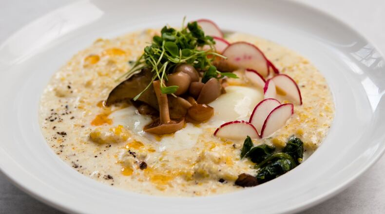 The polenta at Rose and Rye is served with smoked and pickled variations of mushrooms, seasonal vegetables and a poached egg. CONTRIBUTED BY HENRI HOLLIS
