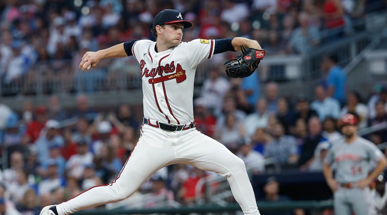 Atlanta Braves pitcher JR Ritchie delivers to a Cincinnati Reds batter during the first inning of a baseball game, Tuesday, Sept. 22, 2026, in Atlanta. (AP Photo/Erik S. Lesser)