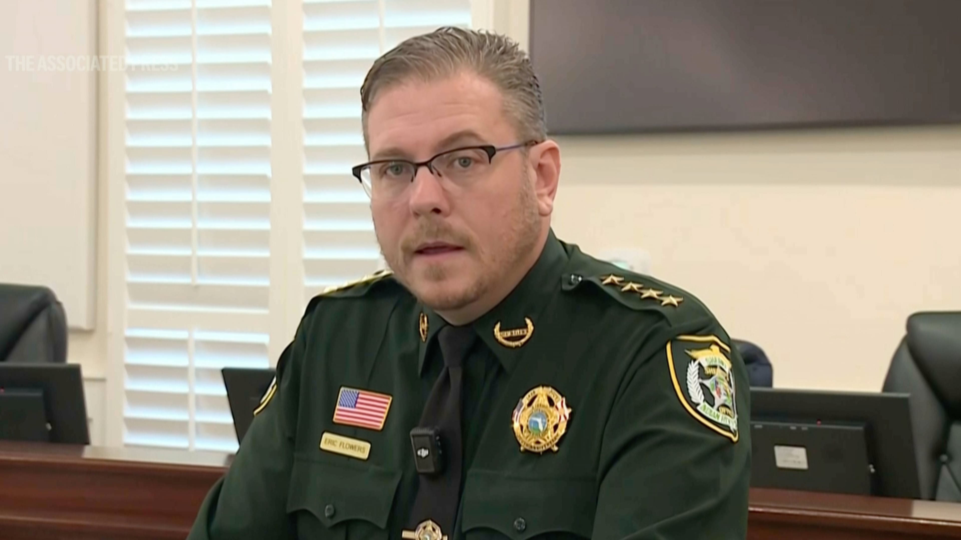 Indian River County Sheriff Eric Flowers speaks during a news conference on Friday, Nov. 21, 2025 in Vero Beach, Fla. (WPBF via AP)