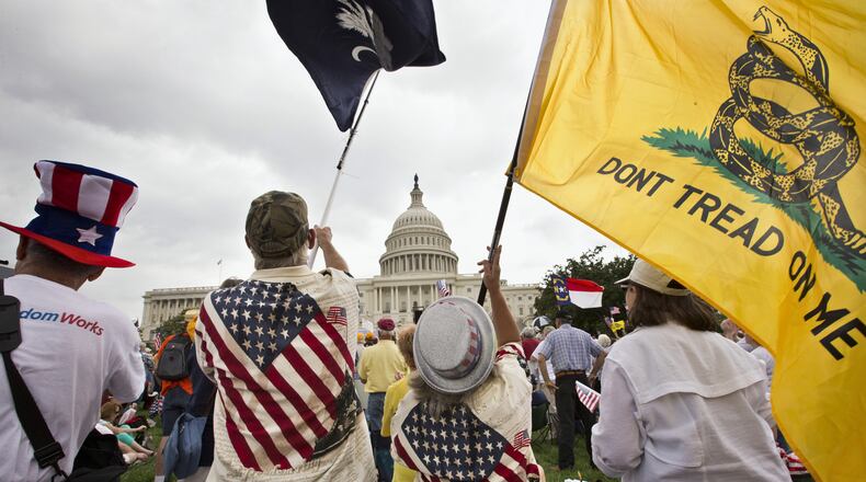 Tea Party activists rally in front of the U.S. Capitol in June 2013.