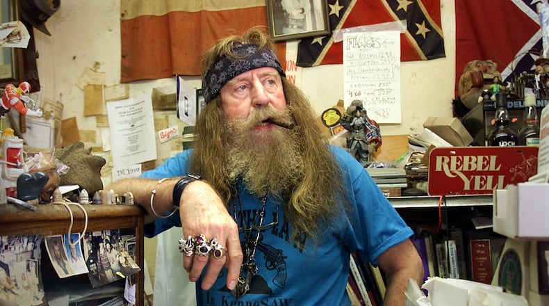 Dent 'Wildman' Myers at 70 years old. The owner of a Civil War relic shop was a flamboyant and controversial fixture in downtown Kennesaw. (KATIE KING/Staff)