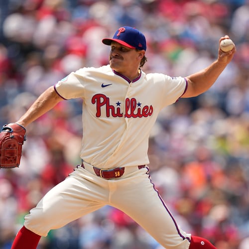 FILE - Philadelphia Phillies' Tanner Banks plays during a baseball game June 17, 2026, in Philadelphia. (AP Photo/Matt Slocum, File)