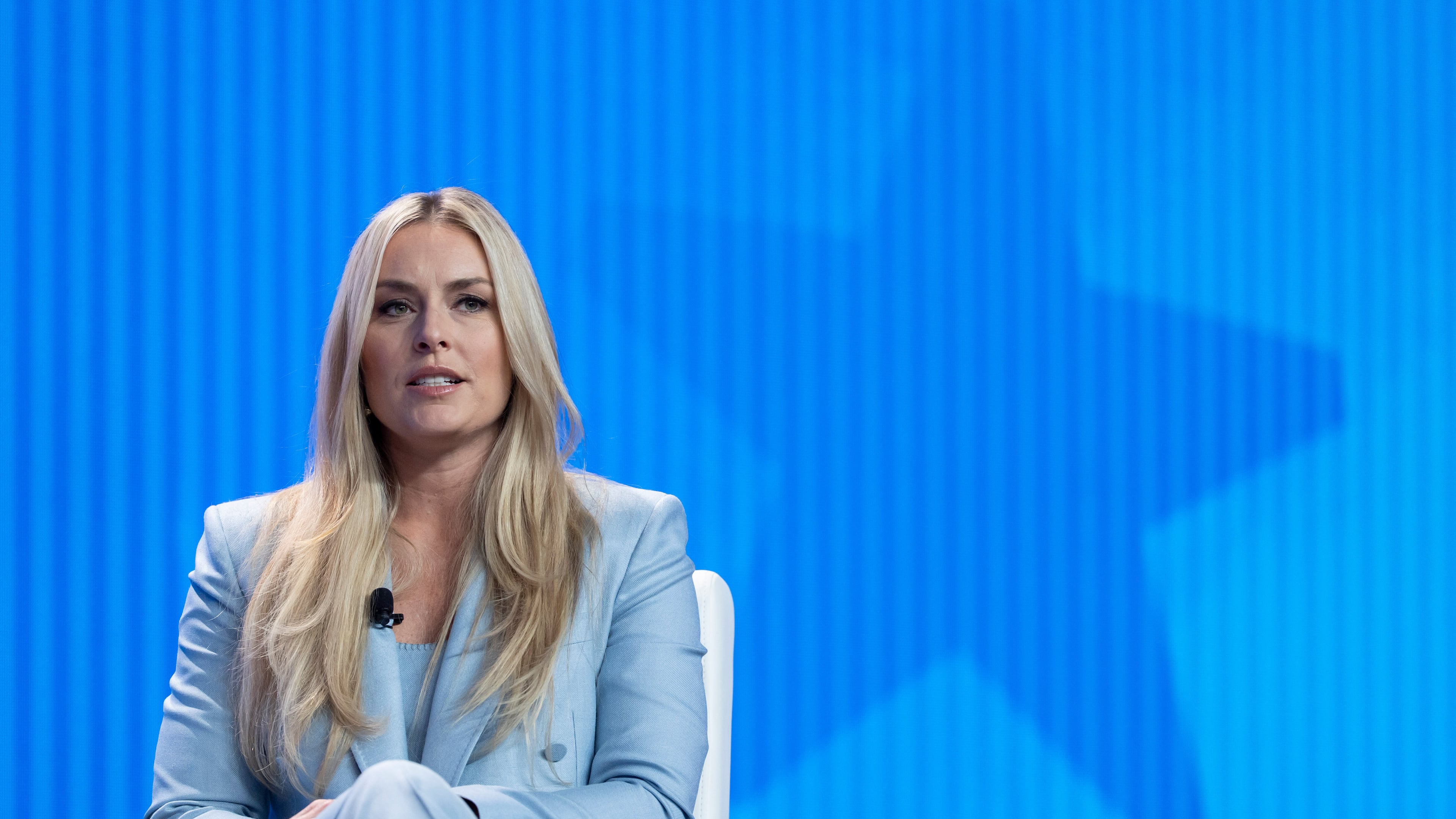 U.S. alpine skier Lindsey Vonn speaks during a news conference during Team USA Media Summit, on Tuesday, Oct. 28, 2025, in New York. (AP Photo/Yuki Iwamura)