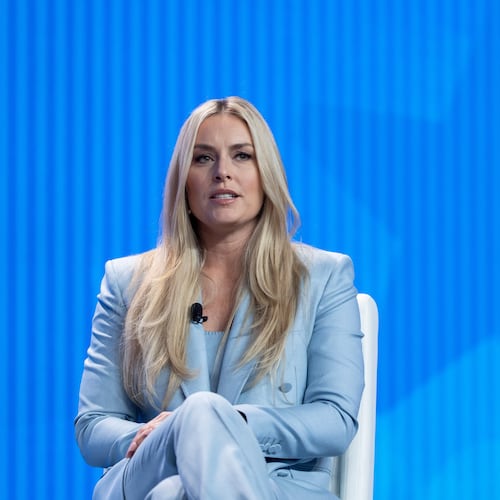 U.S. alpine skier Lindsey Vonn speaks during a news conference during Team USA Media Summit, on Tuesday, Oct. 28, 2025, in New York. (AP Photo/Yuki Iwamura)