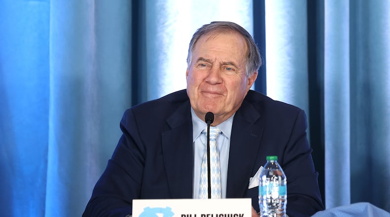 Head Coach Bill Belichick of the North Carolina Tar Heels speaks to the media during a press conference on Dec. 12, 2024, in Chapel Hill, North Carolina. (Jared C. Tilton/Getty Images/TNS)