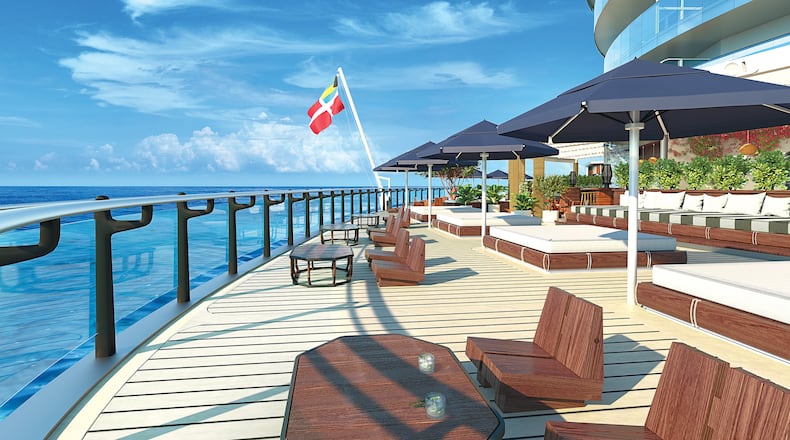 The Dock is a lounging area on the Virgin Voyages ship's seventh deck. (Virgin Voyages/TNS)