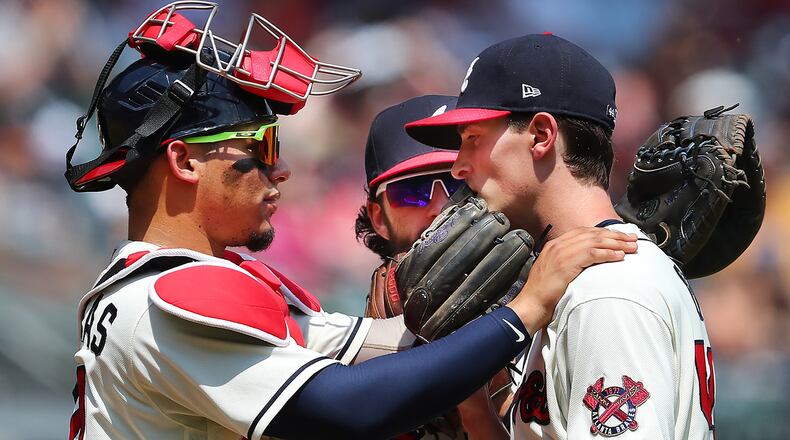 William Contreras (left) has five home runs and 15 RBIs in his first 11 games with Gwinnett. (Curtis Compton / Curtis.Compton@ajc.com)