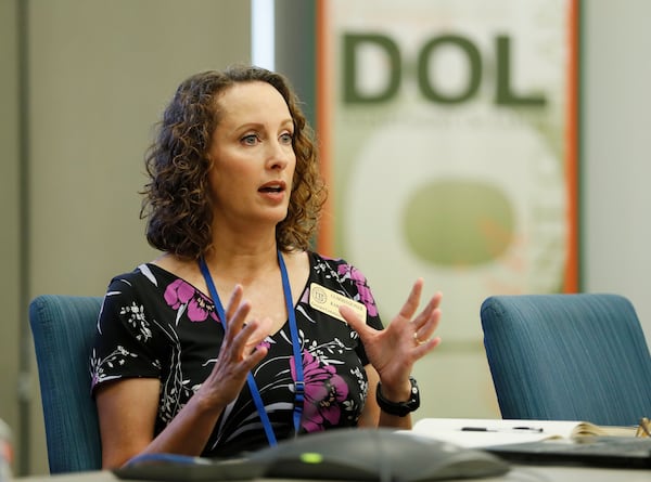  Karla Jacobs is a member of the Georgia Commission on Women.  She served as chair of the Commission from 2015-2018.    Bob Andres / robert.andres@ajc.com