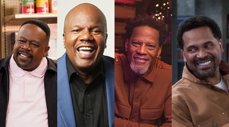 Cedric the Entertainer, Earthquake, D.L. Hughley and Mike Epps will be part of the Straight No Chaser tour at State Farm Arena Dec. 29, 2022. CBS/PUBLICITY/BOUNCE/NETFLIX