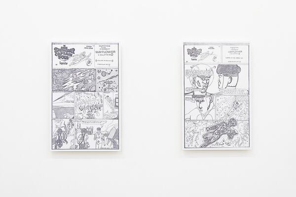 “Spectacular Captain Soul: Captives of the Cosmic Mayflower, Chapter 1 and 2” (1973) mixed media by Charles Williams. Courtesy of Atlanta Contemporary