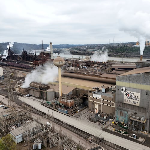 FILE - The United States Steel Corporation's Edgar Thomson Plant is seen in Braddock, Pa., on April 11, 2025. (AP Photo/Gene J. Puskar, File)