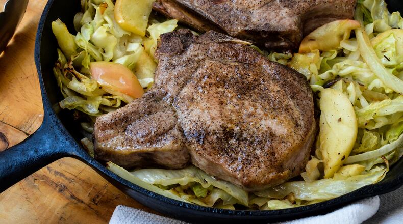 Pork Chops with Apples and Cabbage
Virginia Willis for The Atlanta Journal-Constitution