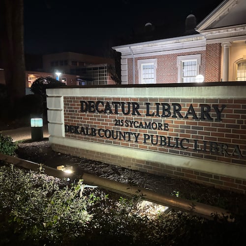 A man was critically injured in a shooting Monday evening at the Decatur Library. (David Aaro / AJC)
