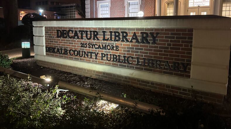 A man was critically injured in a shooting Monday evening at the Decatur Library. (David Aaro / AJC)