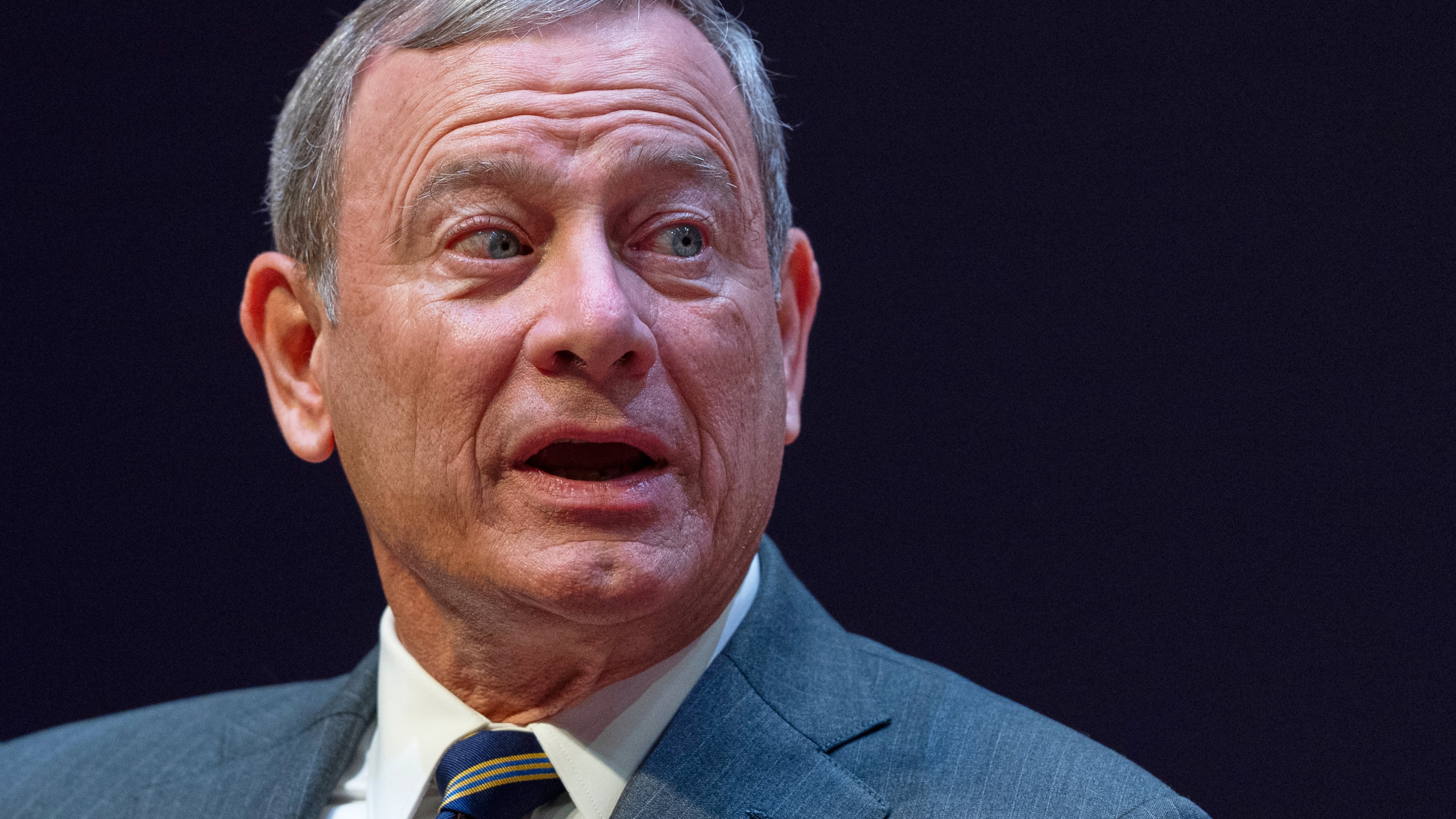 Chief Justice of the United States John Roberts speaks during lecture to the Georgetown Law School graduating class of 2025, in Washington, May 12, 2025. (AP Photo/Manuel Balce Ceneta, File)
