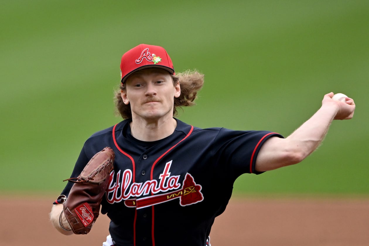Atlanta Braves pitcher Hayden Harris throws a live batting practice session during spring training workouts at CoolToday Park, Friday, Feb. 13, 2026, in North Port, Fla. (Hyosub Shin/AJC)
