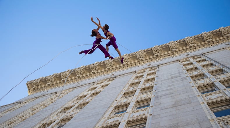 "Field" brings together a collective of performing artists, regenerative textile artists, a sustainability strategist and creative riggers to transform an urban wall into a performance space.