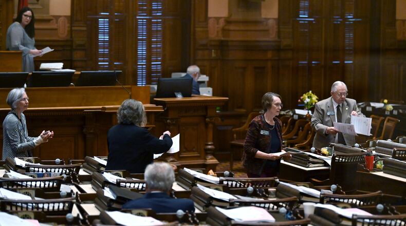 March12, 2020 Atlanta - Staff members prepare for Crossover day at the Georgia State Capitol on Thursday, March 11, 2020. (Hyosub Shin / Hyosub.Shin@ajc.com)