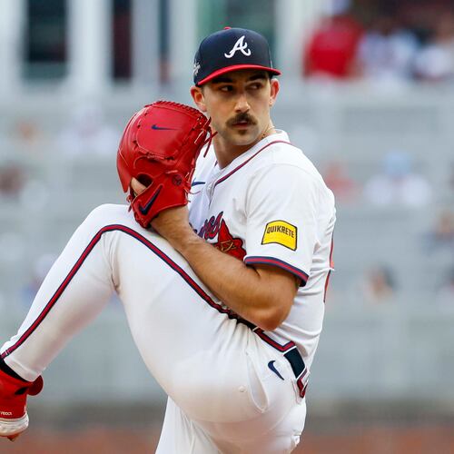 Braves starting pitcher Spencer Strider (99) delivers to an Arizona Diamondbacks batter during the first inning at Truist Park on Tuesday, June 3, 2025, in Atlanta.
(Miguel Martinez/ AJC)