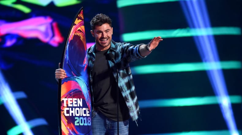 INGLEWOOD, CA - AUGUST 12:  Zac Efron accepts the Choice Drama Movie Actor award for "The Greatest Showman" onstage during FOX's Teen Choice Awards at The Forum on August 12, 2018 in Inglewood, California.  (Photo by Kevin Winter/Getty Images)
