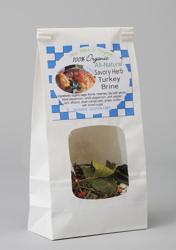 Organic, savory herb turkey brine from Mo’ Mint & Thyme. Courtesy of Byrma Braham