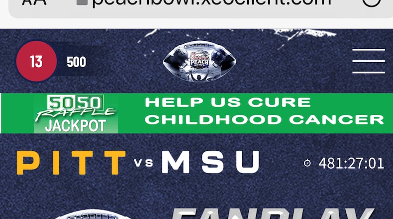 A screenshot of a game that can be played on smartphones by scanning a QR code at the Chick-fil-A Peach Bowl.