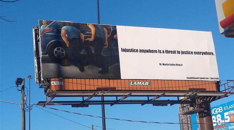 George Floyd Justice Billboard Committee has installed a billboard in Atlanta through MLK Day. CONTRIBUTED
